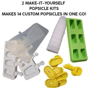 SET OF 2 NWOT GREEN DIY MAKE-YOUR-OWN POPSICLE KITS — MAKES 14 POPSICLES AT ONCE
